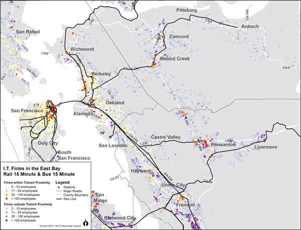 East Bay IT firms proximity to transit