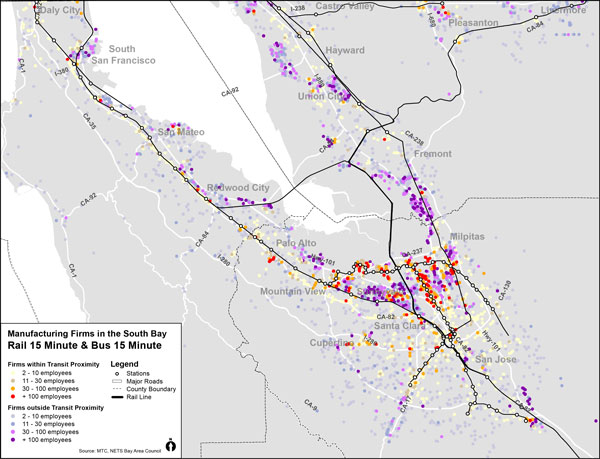 South Bay Advanced and Food Manufacturing Firms Proximity to Transit